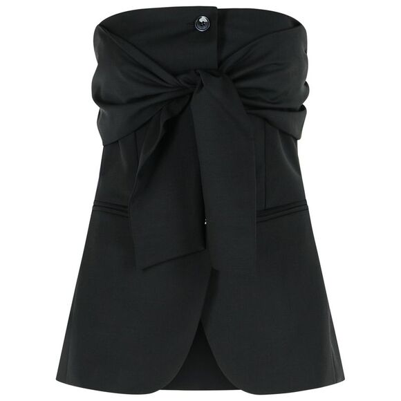 Max Mara 'Veruska' Black Virgin Wool Bustier Top Women